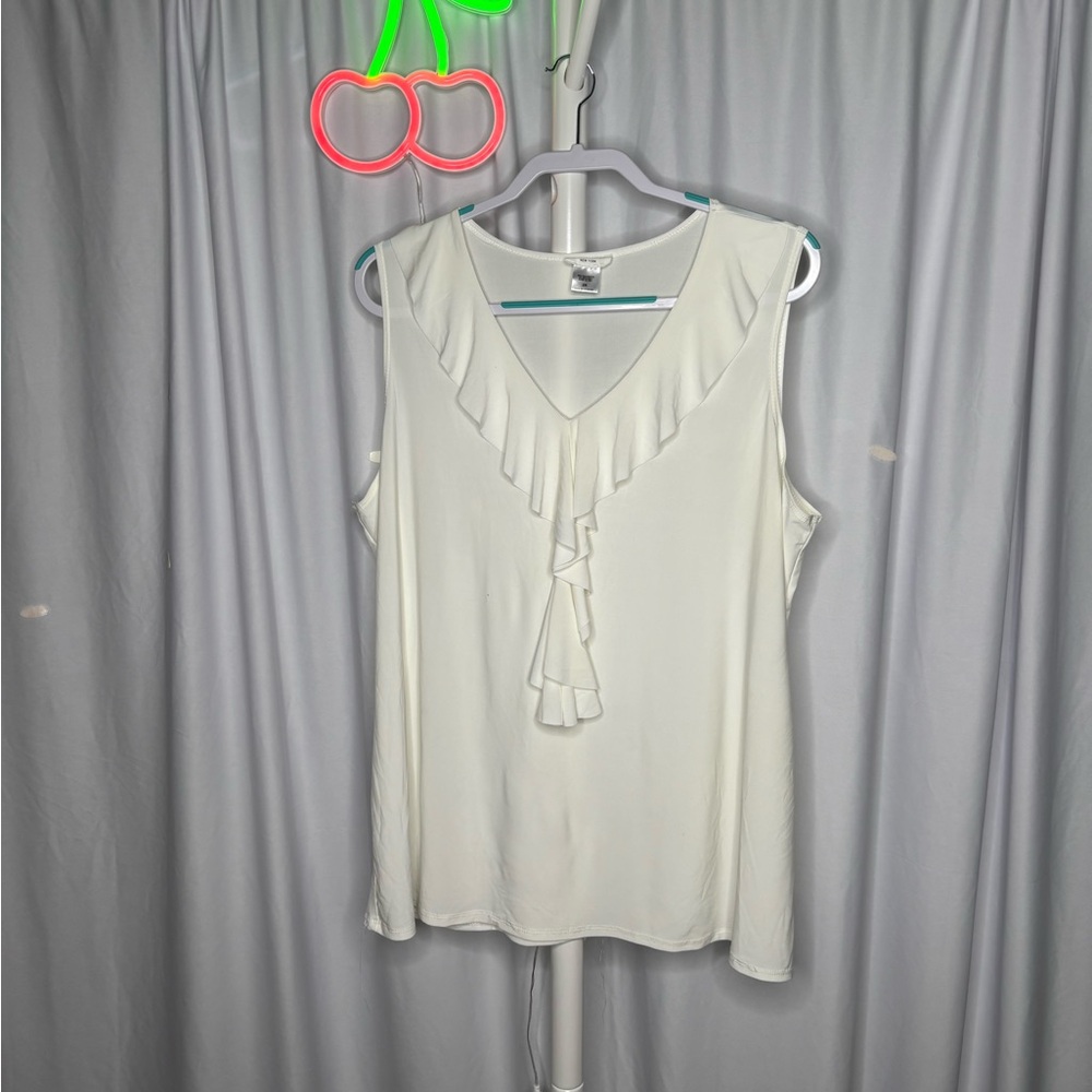 White Ruffle V-Neck Blouse